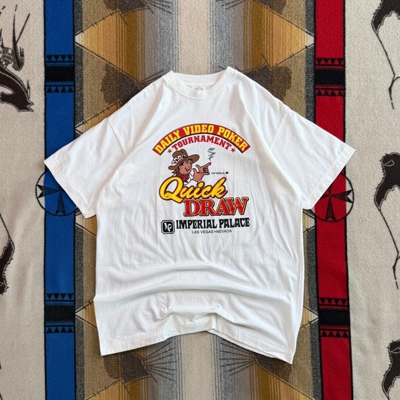 Caribbean Dream Other - Vintage Imperial Palace Las Vegas Video Poker Quick Draw T-Shirt Mens L White